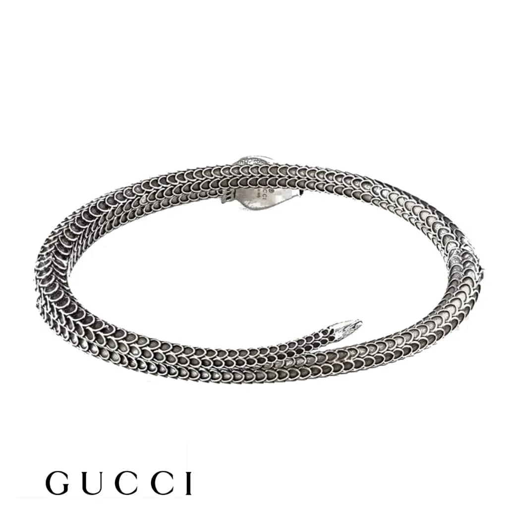 Gucci Sterling Garden Hinged Snake Bangle