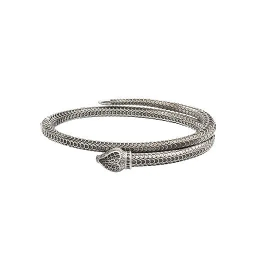 Gucci Sterling Garden Hinged Snake Bangle