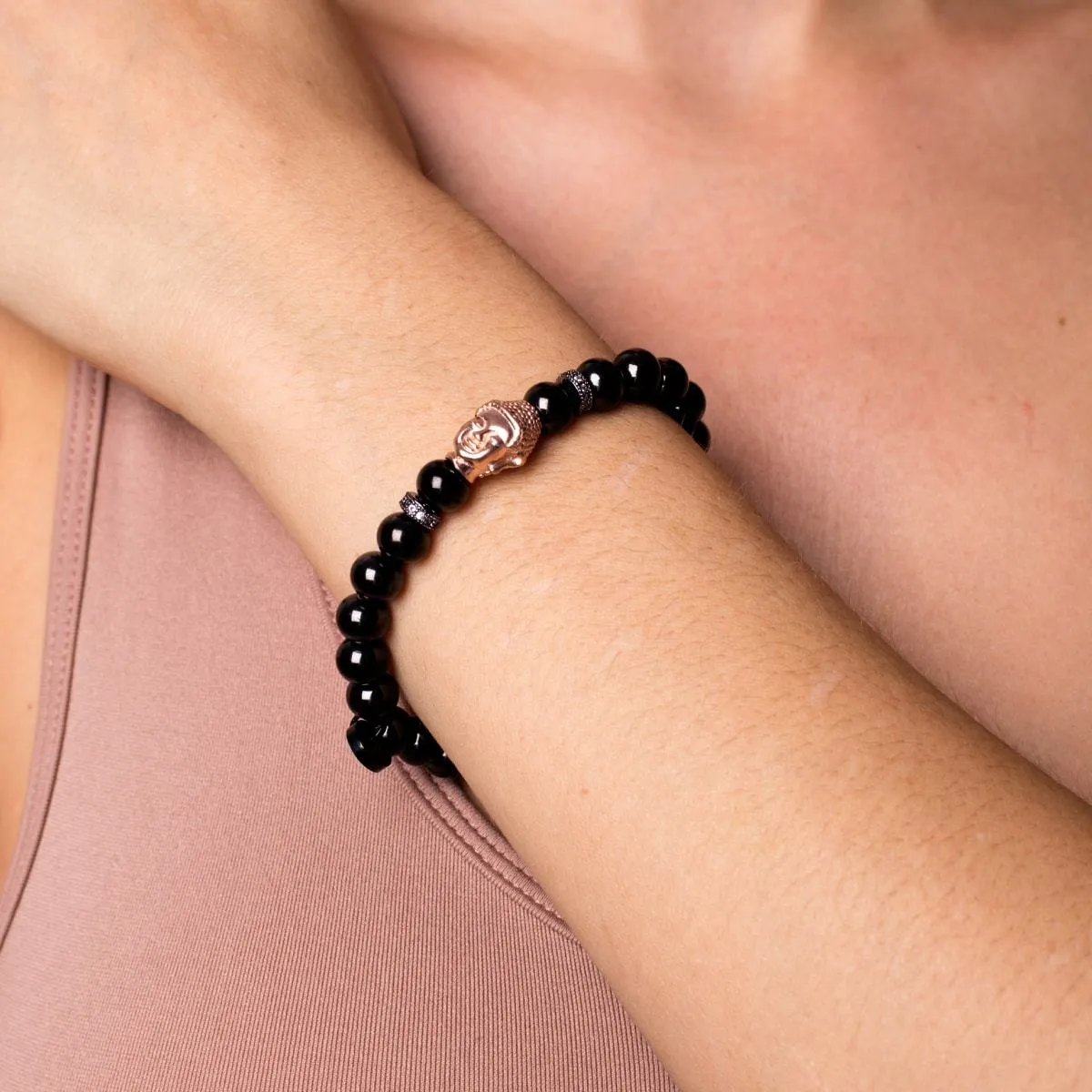 Gunmetal and 18k Rose Gold | Gilded Buddha Bracelet