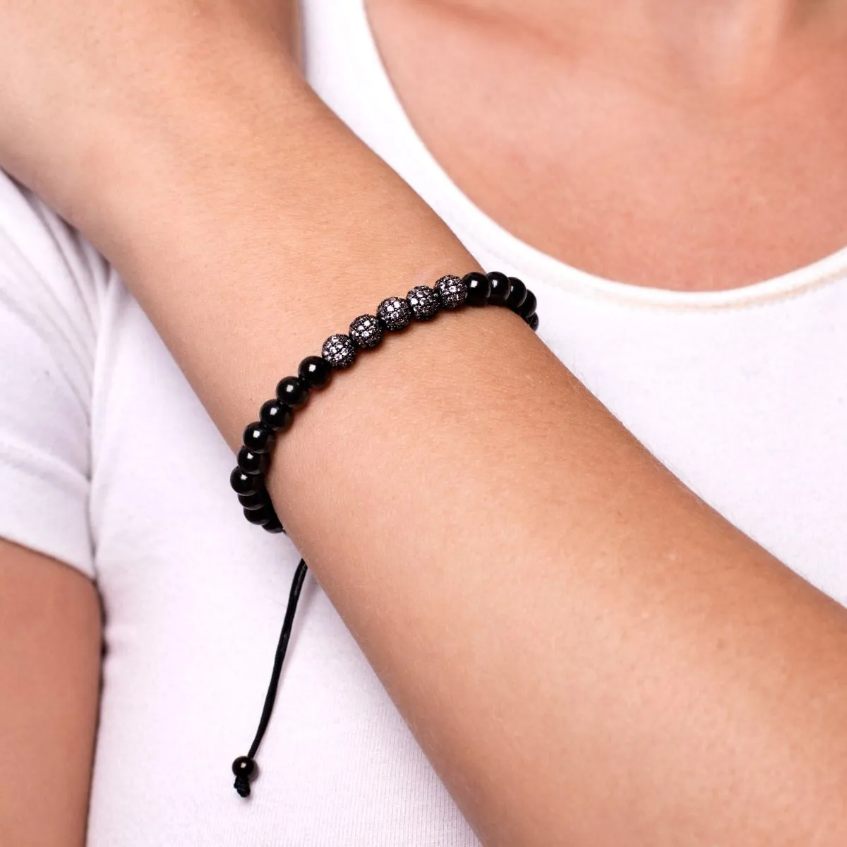 Gunmetal | Crystal Pavé Gala Bracelet | Black
