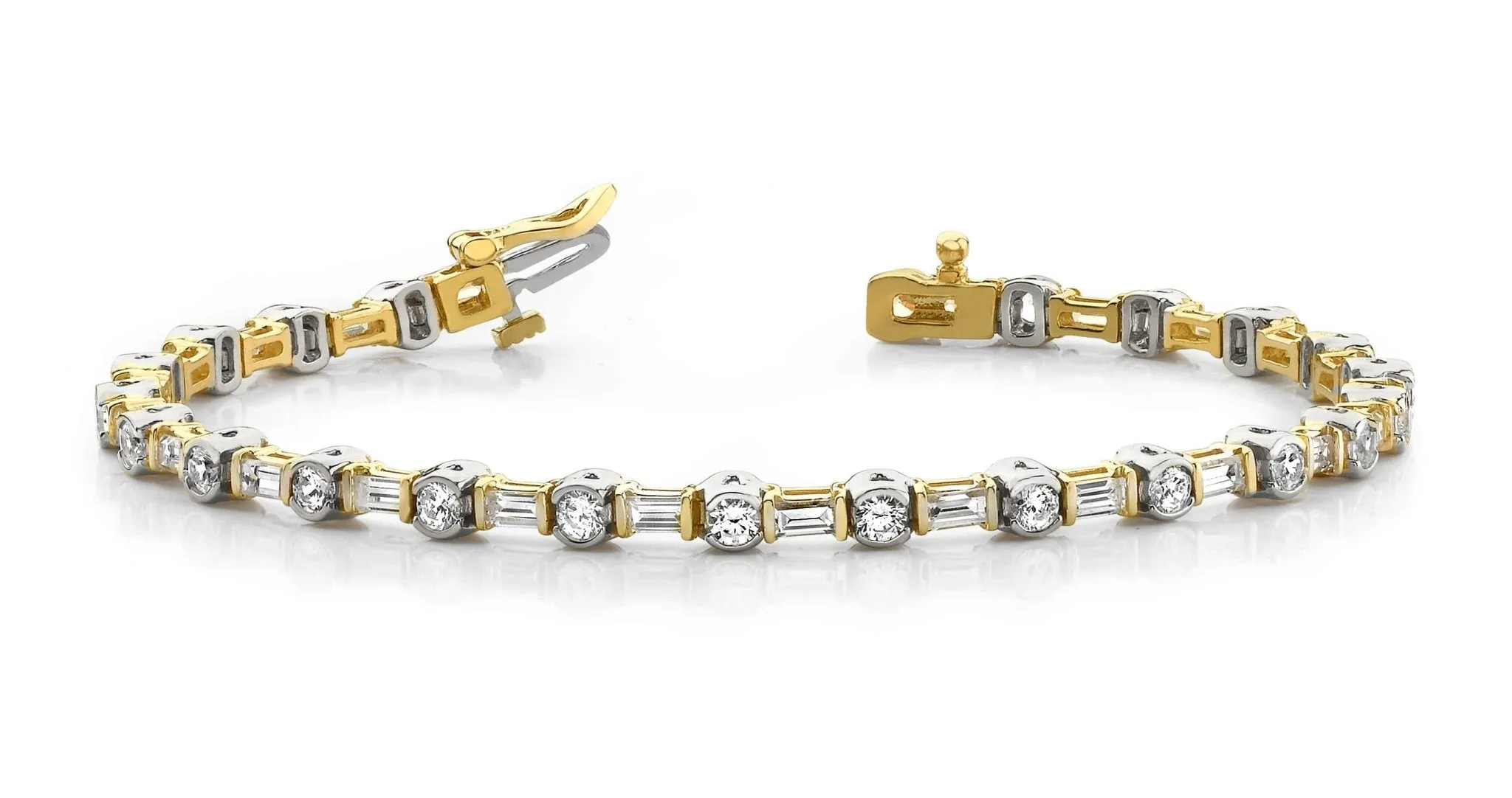 Half Bezel And Channel Set Lab-Grown Diamond Bracelet with 5.70 ct.(finished) 4x2mm, 3.25mm