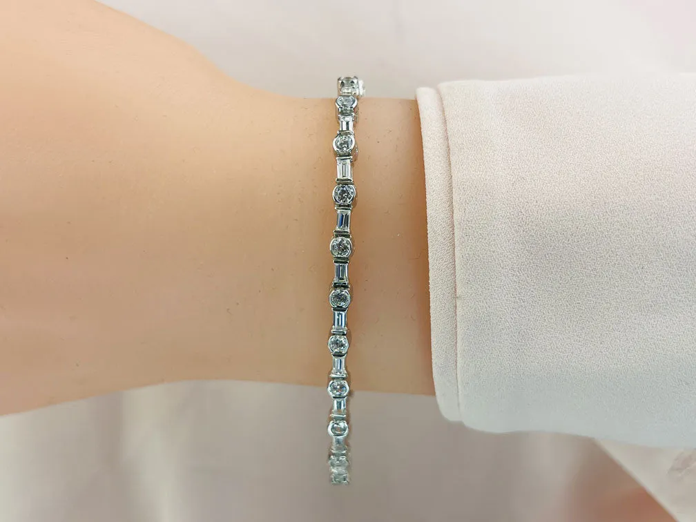 Half Bezel And Channel Set Lab-Grown Diamond Bracelet with 5.70 ct.(finished) 4x2mm, 3.25mm