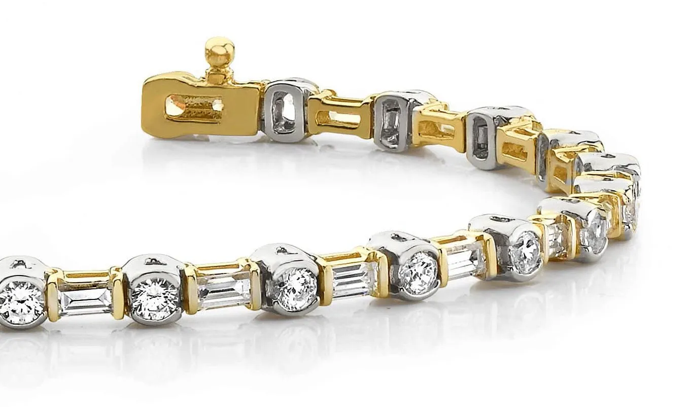 Half Bezel And Channel Set Lab-Grown Diamond Bracelet with 5.70 ct.(finished) 4x2mm, 3.25mm