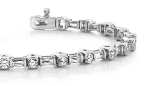 Half Bezel And Channel Set Lab-Grown Diamond Bracelet with 5.70 ct.(finished) 4x2mm, 3.25mm
