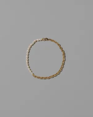 Half Short Loop Chain & White Seed Pearl Bracelet