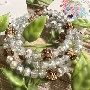 Half Silver and Leopard Crystal Bracelet