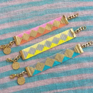 Hand Woven Soleil Bracelets with 24 Carat Gold Plated Beads - Stackable and Colorful Jewelry