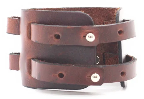 Handmade genuine  leather gem stone crystal holder bracelets/ cuffs double bands (With stones) (6 pack/ $16 ea.)