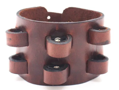 Handmade genuine  leather gem stone crystal holder bracelets/ cuffs double bands (With stones) (6 pack/ $16 ea.)