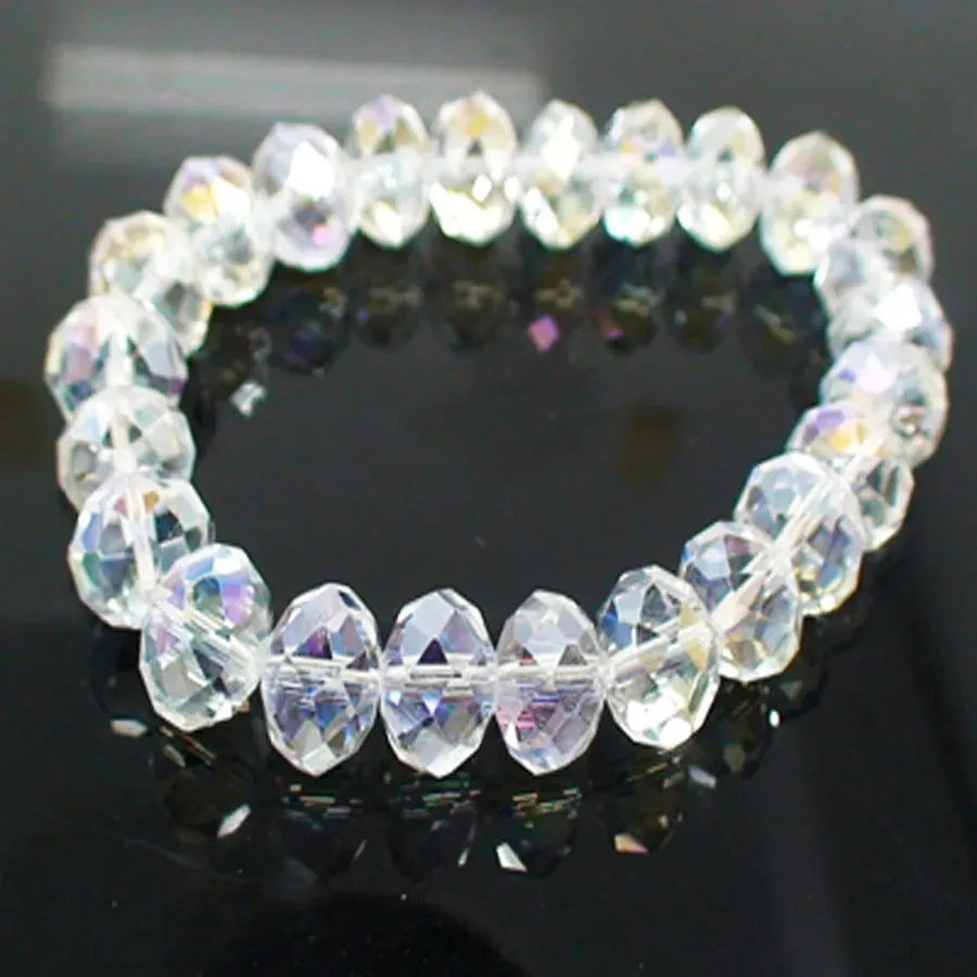 Handmade Women's Rhinestone Glass Crystal Beaded Round Beads Stretch Bracelet Femme Bangle Bracelets Girl Wrap Jewelry