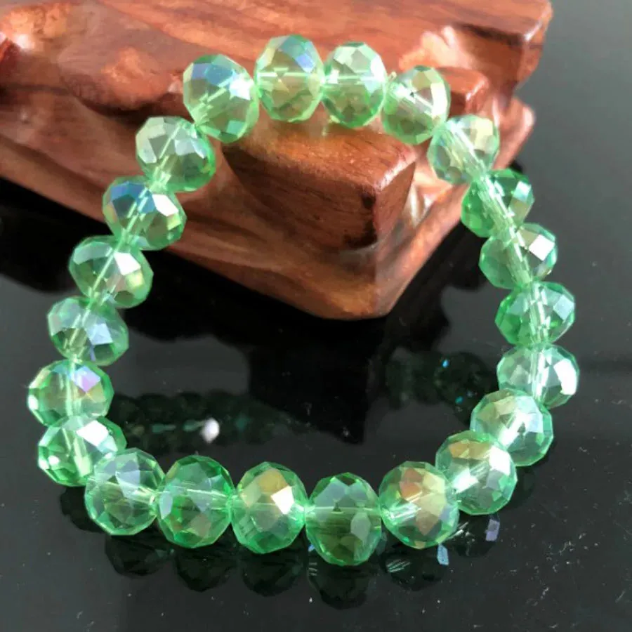 Handmade Women's Rhinestone Glass Crystal Beaded Round Beads Stretch Bracelet Femme Bangle Bracelets Girl Wrap Jewelry