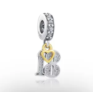 Happy 18th Birthday with Heart Pandora Charm for bracelet