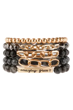 HDB2995 - "AMAZING GRACE" CHARM MULTILINE BEADED BRACELET