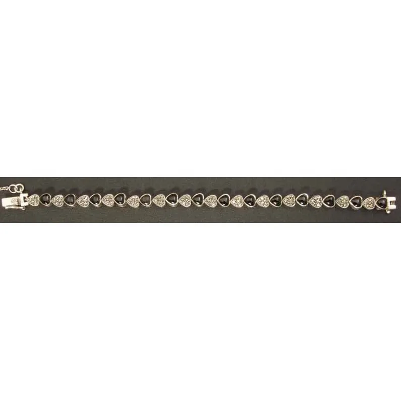 Heart Sterling Silver Bracelet Onyx