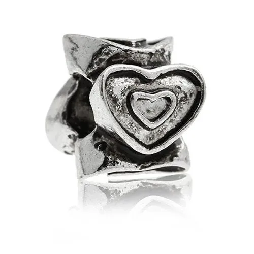 Hearts Go Round and Round Charm European Bead Compatible for Most European Snake Chain Bracelet