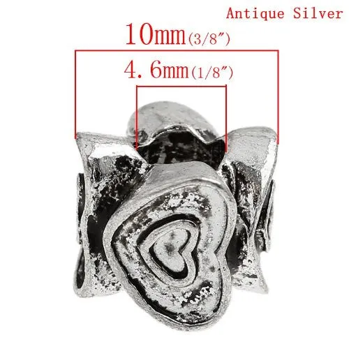 Hearts Go Round and Round Charm European Bead Compatible for Most European Snake Chain Bracelet