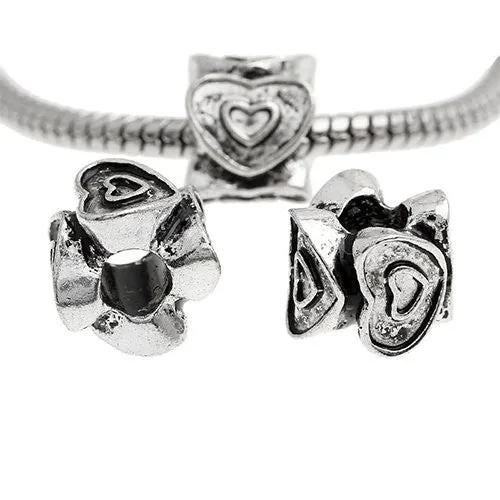 Hearts Go Round and Round Charm European Bead Compatible for Most European Snake Chain Bracelet