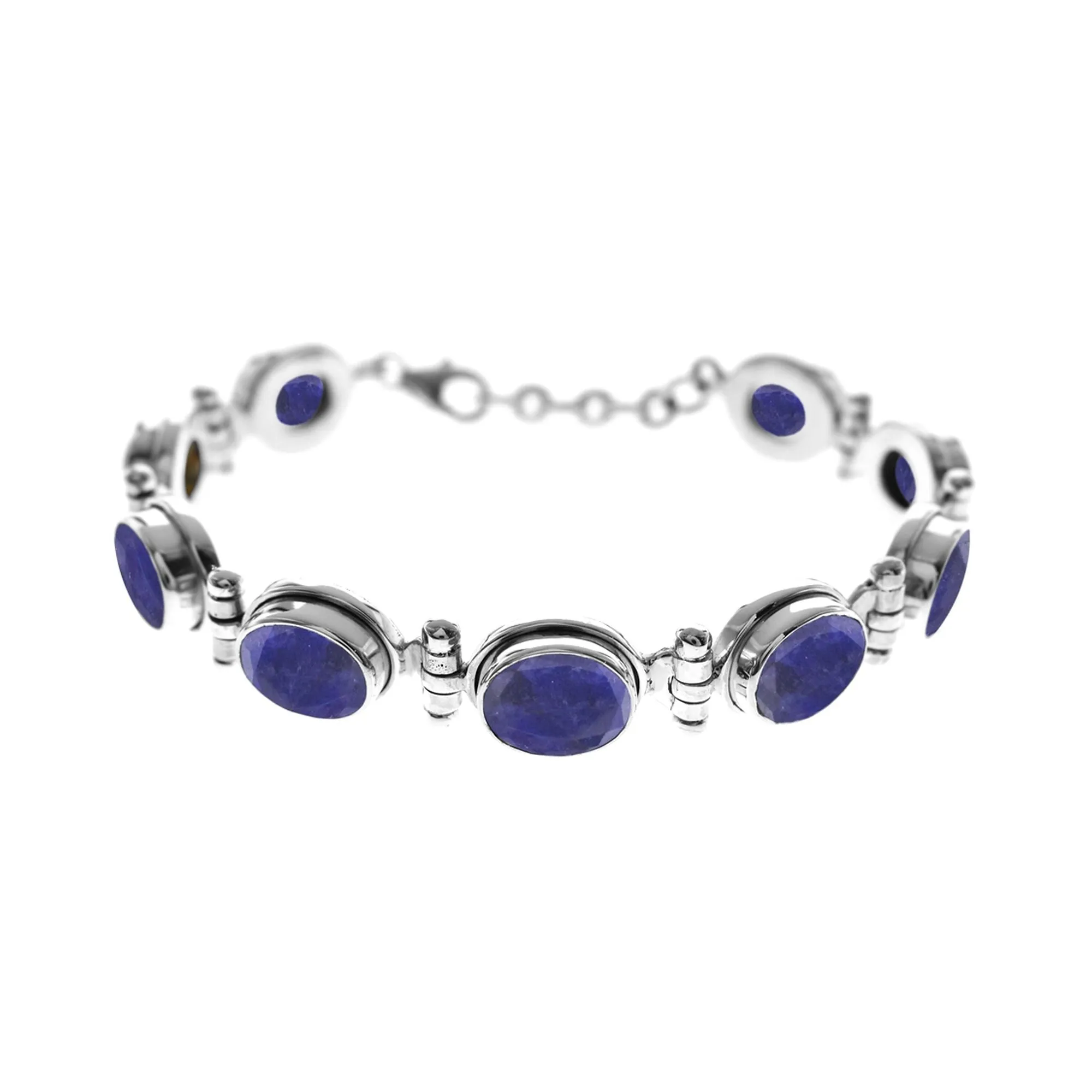 Heavy sapphire quartz oval stone bracelet