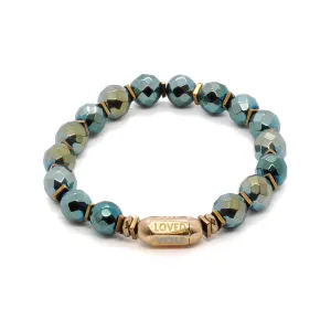 Hematite Stone You Are Loved Charm Beaded Bracelet