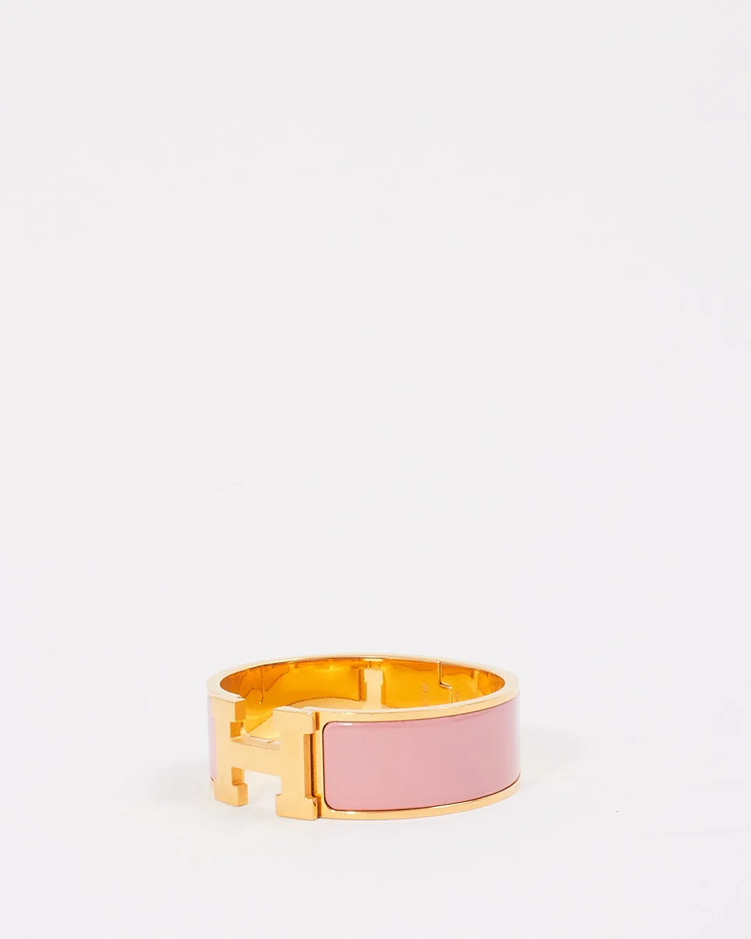 Hermes Gold Tone H Clic Clac Wide Bracelet