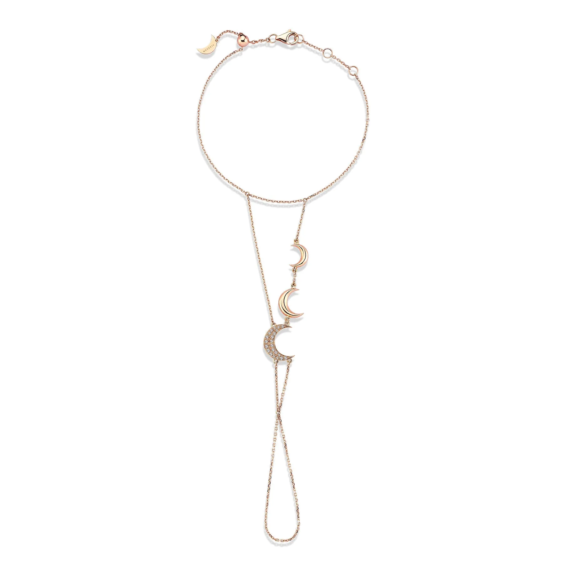 HIGH MOON THREE GRADUATED CRESCENT HAND-PIECE BRACELET