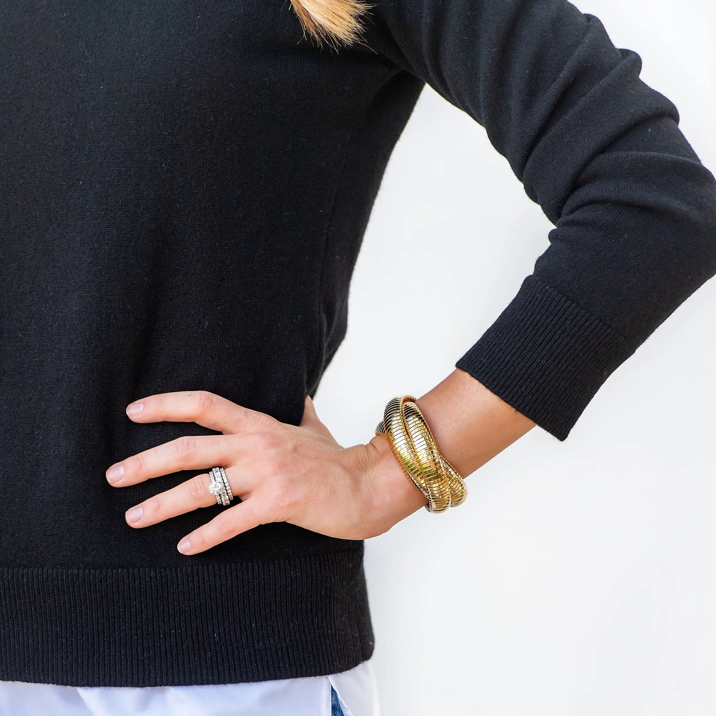 High Shine Tripe Gold Cobra Bracelet