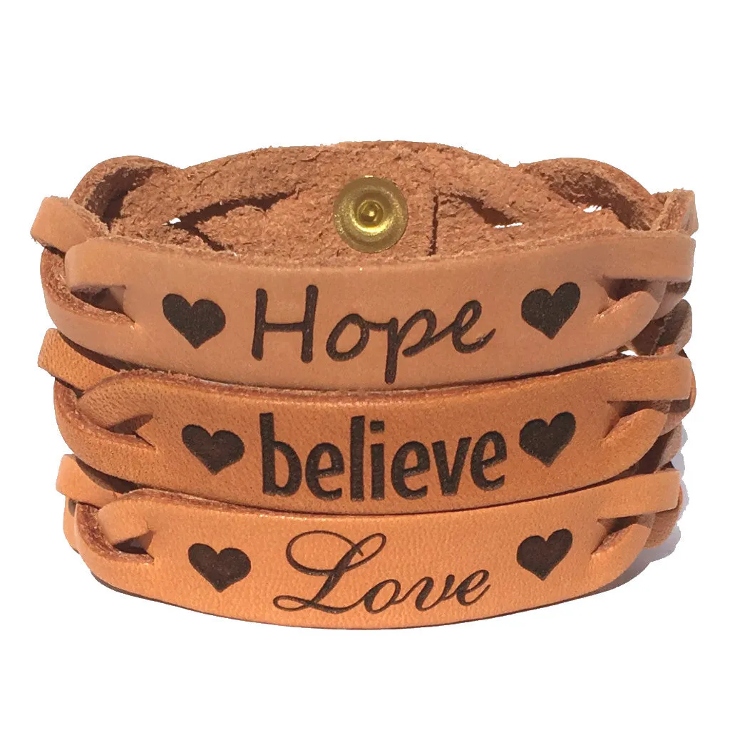 Hope, Believe & Love Leather Bracelets (All 3)
