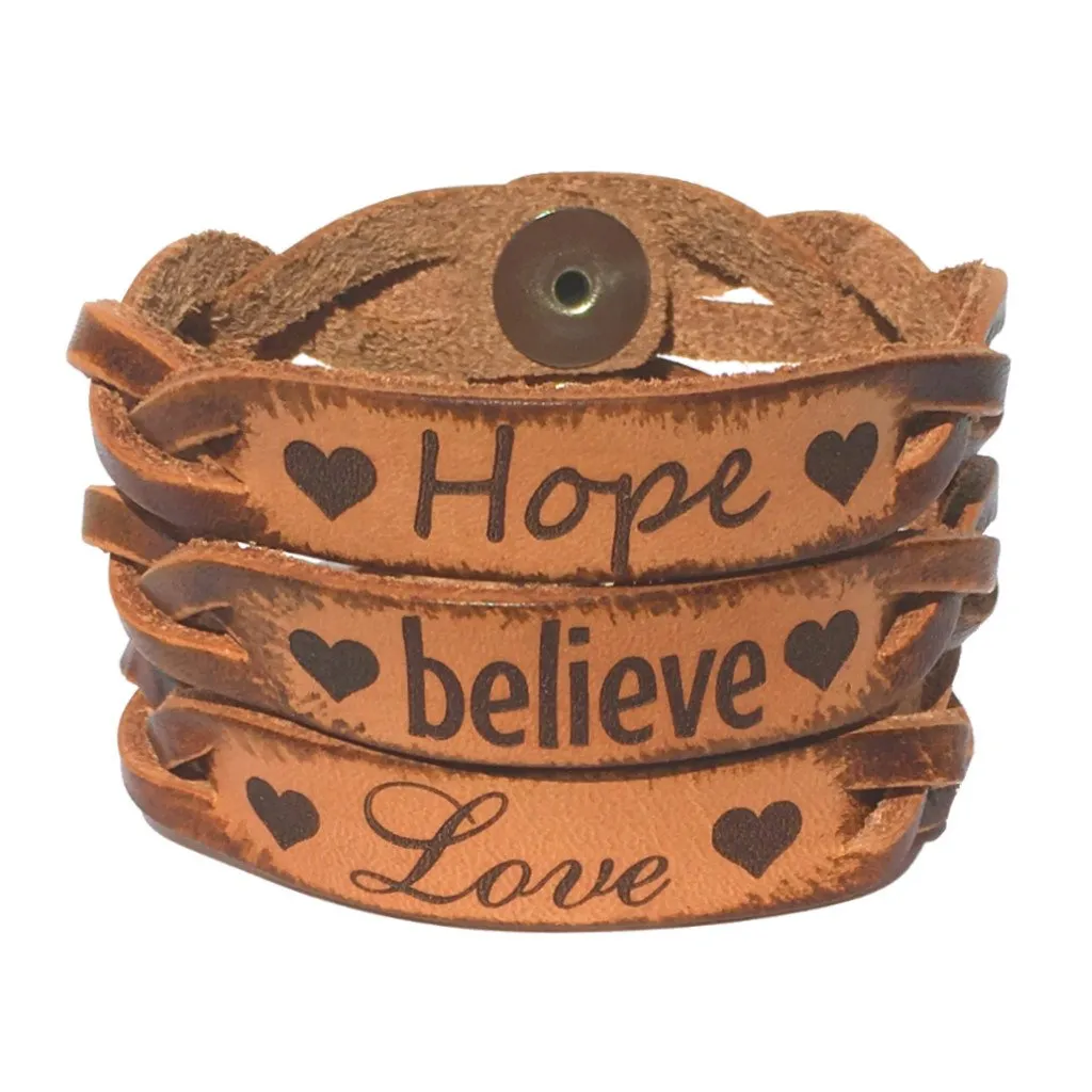Hope, Believe & Love Leather Bracelets (All 3)