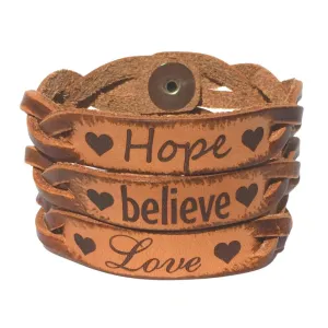 Hope, Believe & Love Leather Bracelets (All 3)