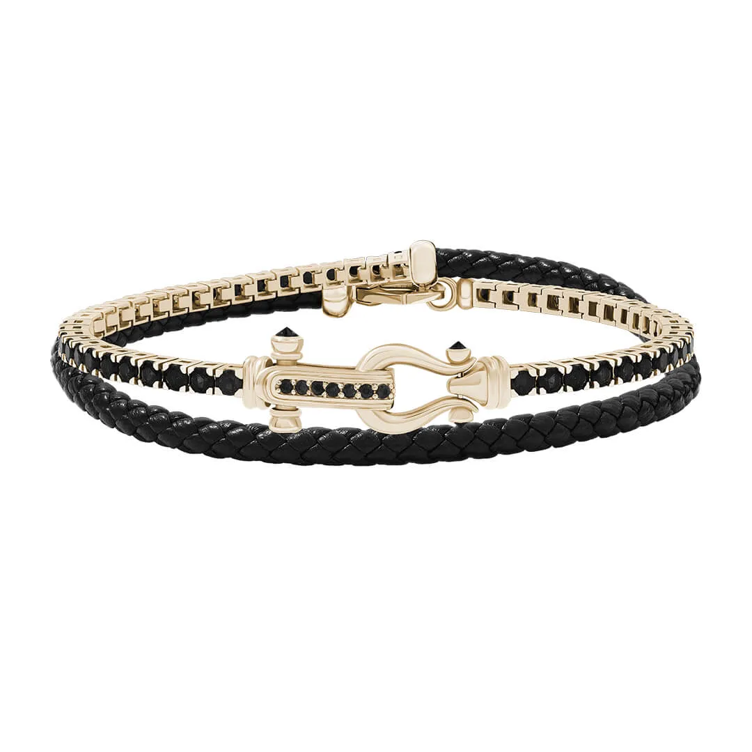 Iconic Tennis & Leather Wrap Bracelet in Silver