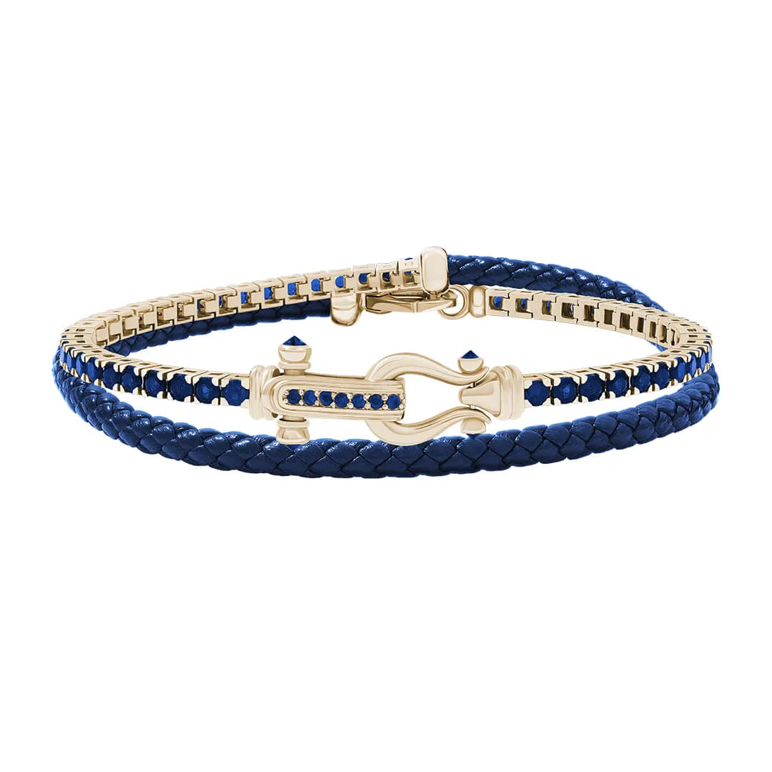 Iconic Tennis & Leather Wrap Bracelet in Silver
