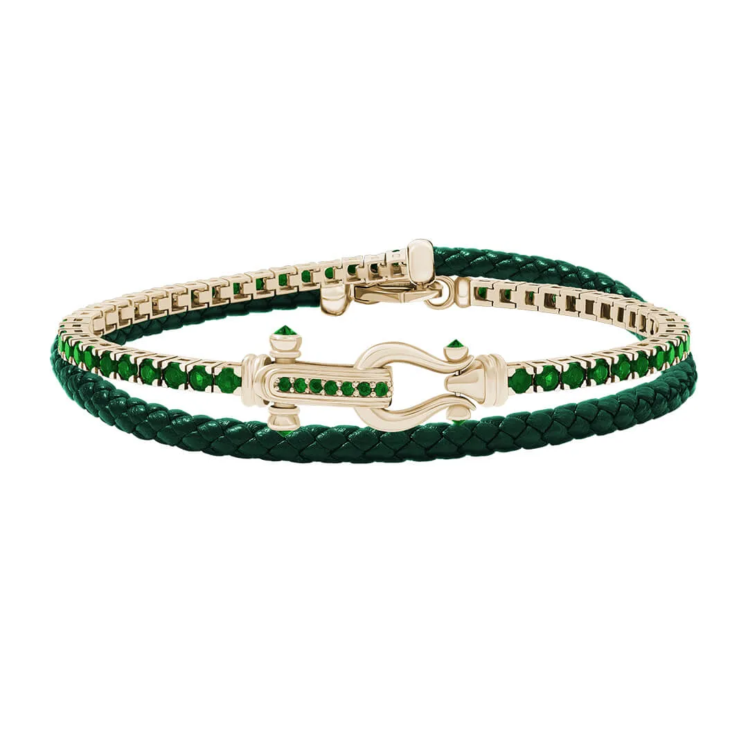 Iconic Tennis & Leather Wrap Bracelet in Silver