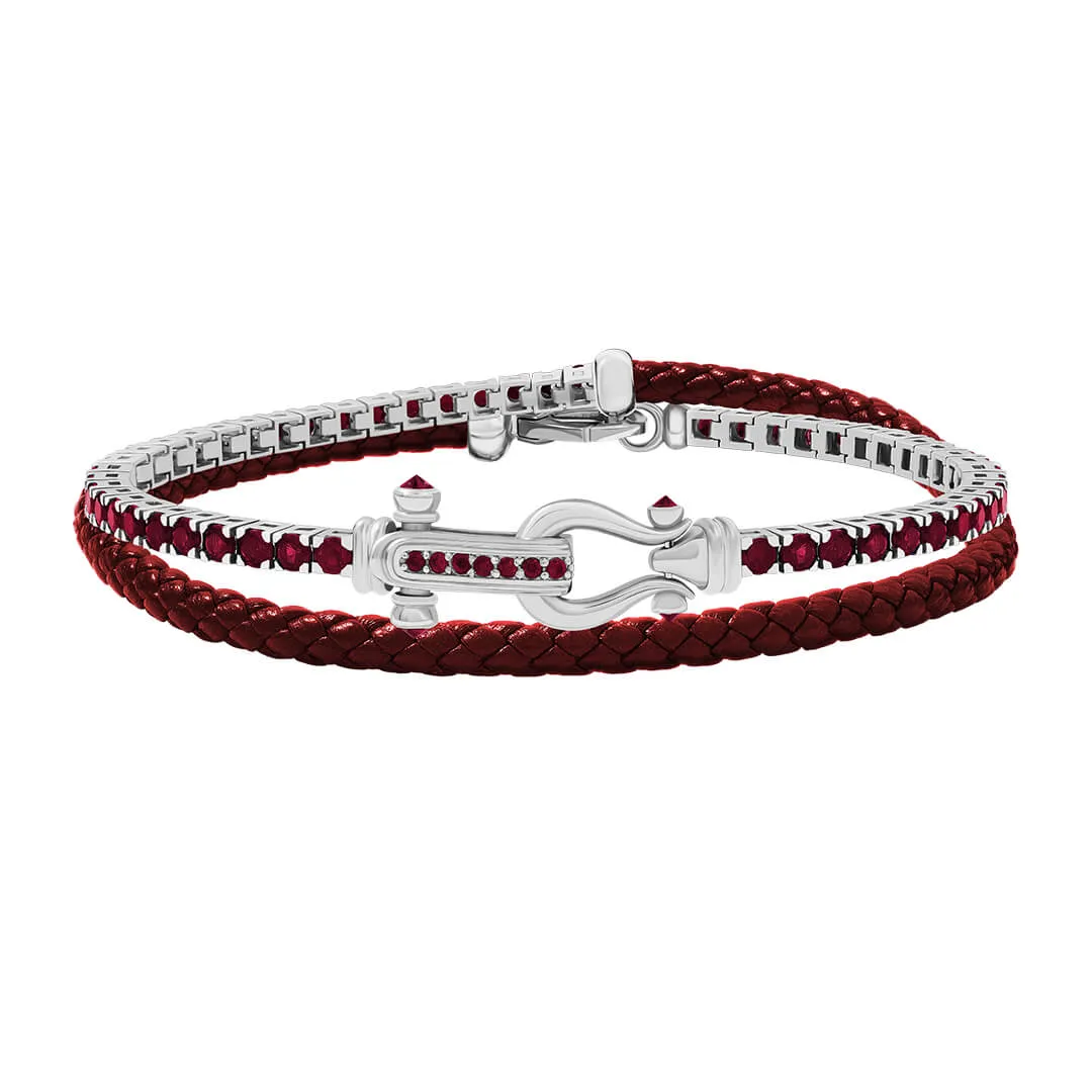 Iconic Tennis & Leather Wrap Bracelet in Silver