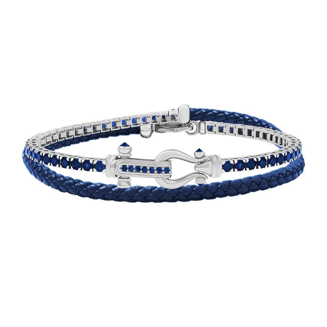 Iconic Tennis & Leather Wrap Bracelet in Silver