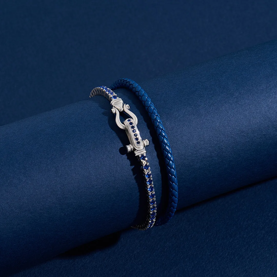 Iconic Tennis & Leather Wrap Bracelet in Silver