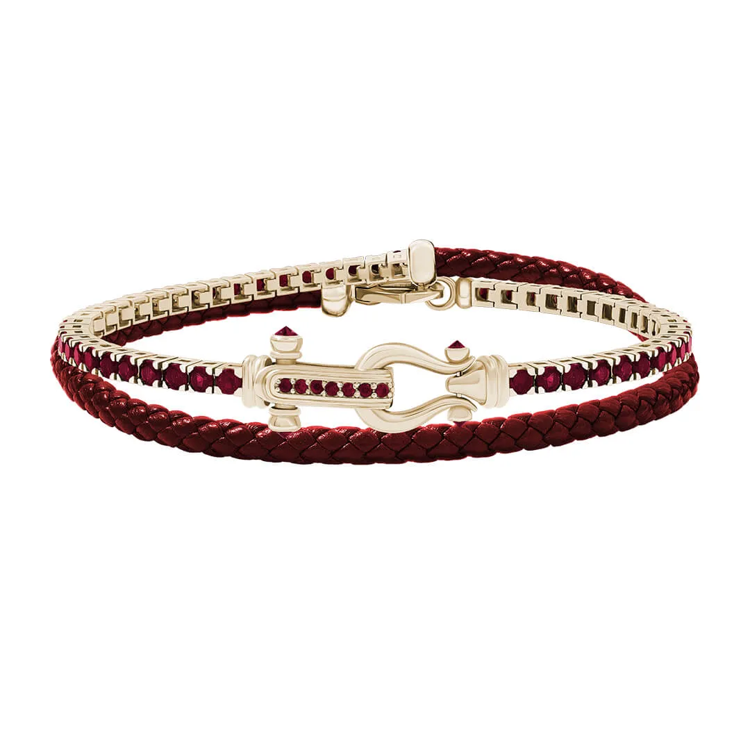 Iconic Tennis & Leather Wrap Bracelet in Silver