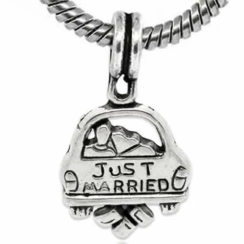 Just Married Dangle Charm For European Snake Chain Charm Bracelet