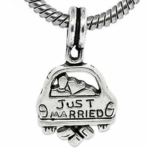 Just Married Dangle Charm For European Snake Chain Charm Bracelet