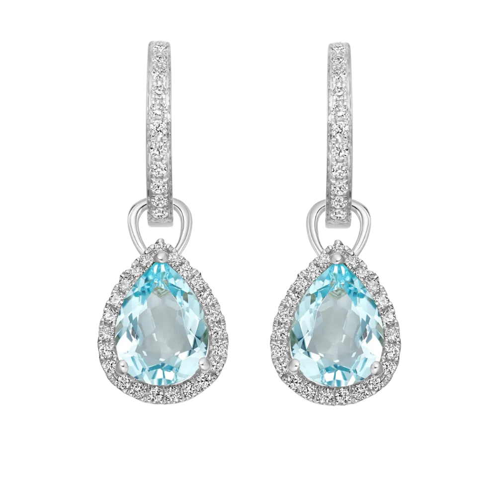Kiki McDonough Grace Pear Blue Topaz and Diamond Earrings