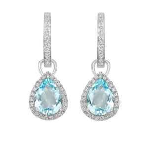 Kiki McDonough Grace Pear Blue Topaz and Diamond Earrings