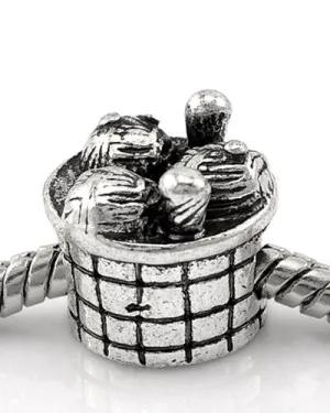 Knitting Wool Needle Basket Charm European Bead Compatible for Most European Snake Chain Bracelet