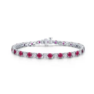 Lafonn Simulated Diamond & Lab Grown Ruby 11.00ct. Classic Tennis Bracelet SYB003RP72