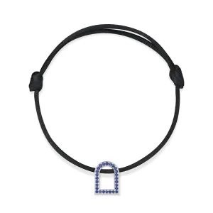 L'Arc Voyage Charm MM, 18k White Gold with Galerie Blue Sapphires on Silk Cord