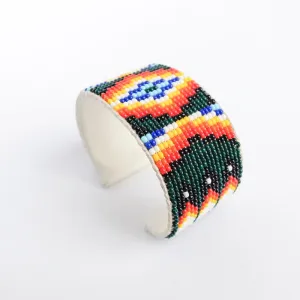 Large Dark Green/Black Navajo Beaded Bracelet