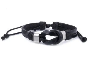 leather bracelet double knot - black