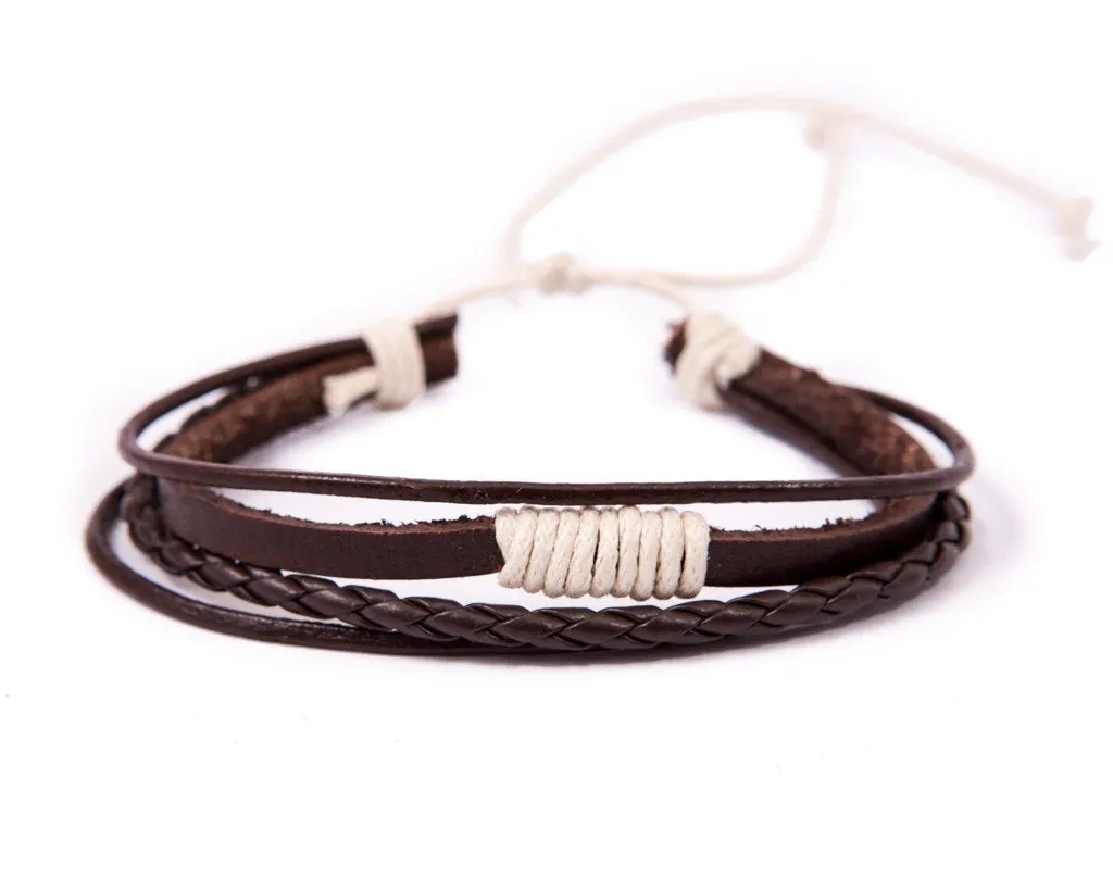 leather bracelet multistrand - white cord