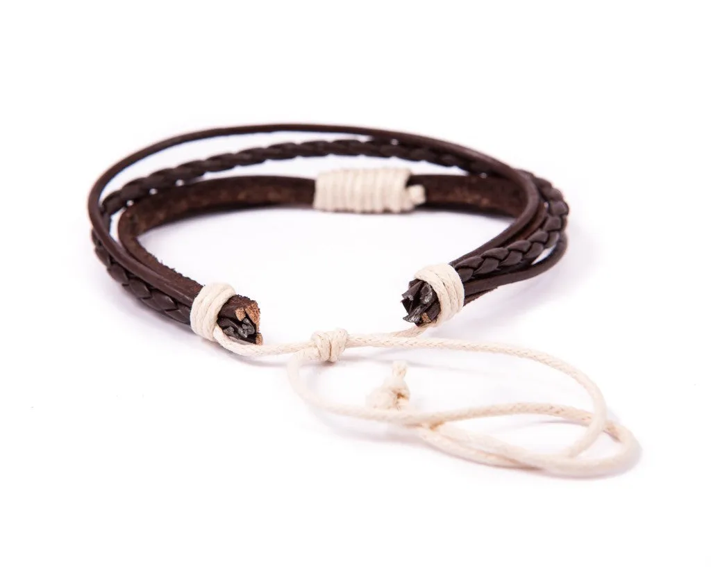 leather bracelet multistrand - white cord