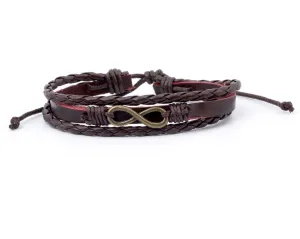 Leather Multistrand Bracelet brass infinity