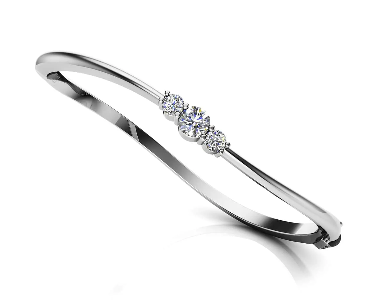 Legendary Curved Diamond Bangle with 0.75 ct.(finished) 3.8mm, 4.5mm
