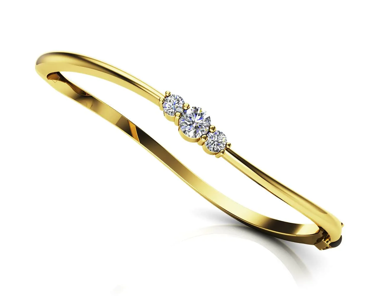 Legendary Curved Diamond Bangle with 0.75 ct.(finished) 3.8mm, 4.5mm